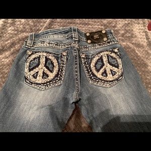 Miss Me Peace Sign Jeans